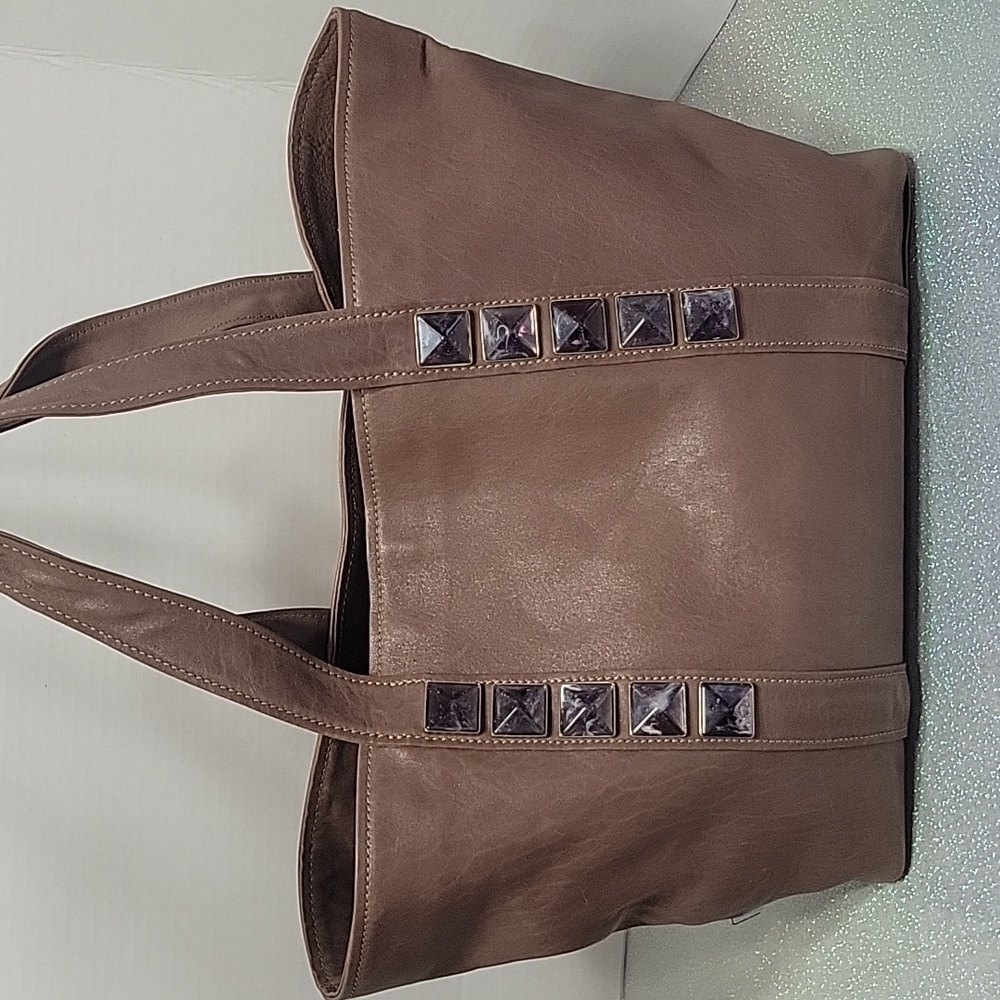 Marc Jacobs XL Tan Leather Rockstud Carter Purse Tote